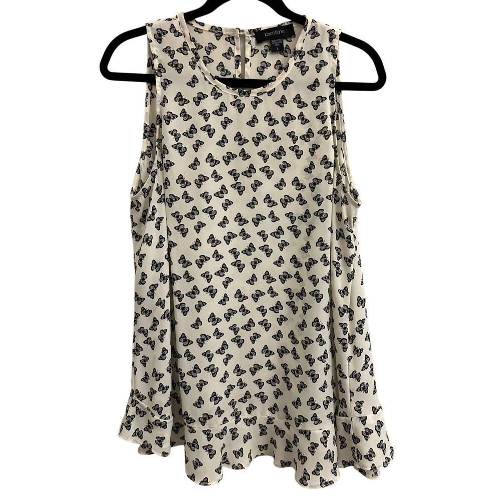 Karen Kane butterfly Sleeveless Blouse size L fairycore garden spring